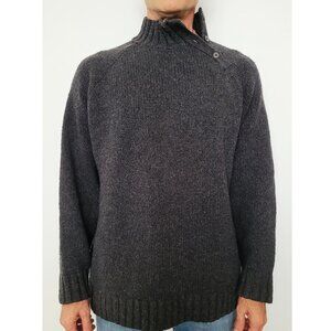 Talgo Oceanic Trend - Paris Men's Chunky Wool Button Mock Neck Sweater Gray